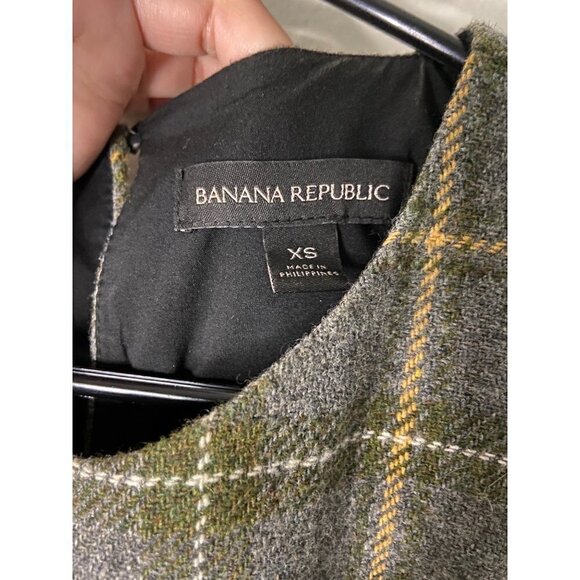 Banana Republic Gray Wool blend Tweed Plaid Lace Trim Top size XS - Picture 3 of 7